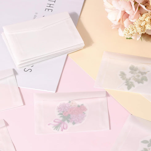 50 Pcs Glassine Envelopes, 3.9 x 2.7 Inches Clear Envelopes for Seeds Coin Collecting Lottery Ticket Stamp Card, White Translucent Paper Envelopes...