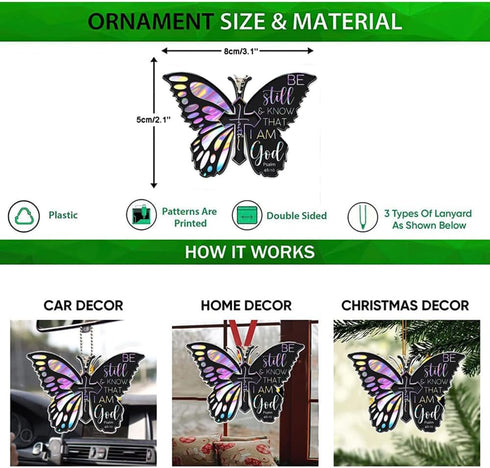 2D Flat Butterfly Cross Pendant, Car Rearview Mirror Decoration, Bag keychain,Christmas Valentine's Day Gifts...