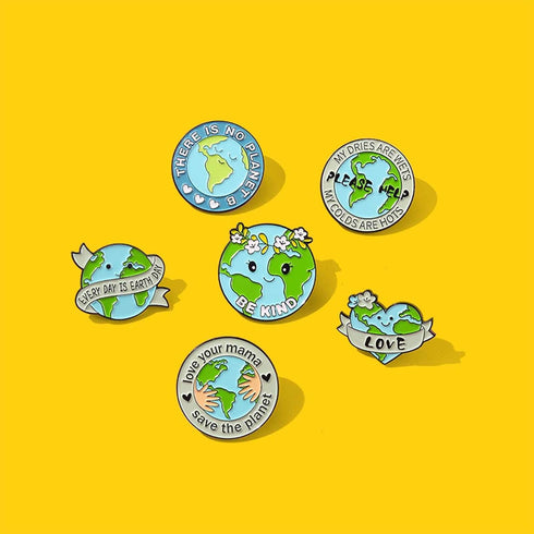 Earth Brooch Fashion Cartoon Enamel Brooch Pins Set for Unisex Child Women's Clothing Decorate (Love and Protect the Earth)...