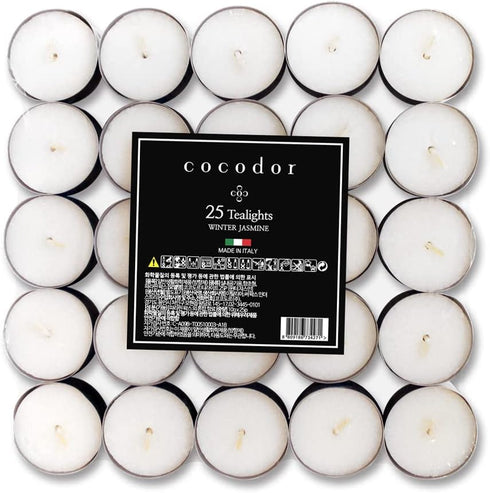 COCODOR Scented Tealight Candles/Winter Jasmine / 25 Pack / 4-5 Hour Extended Burn Time/Made in Italy, Cotton Wick, Scented Home Deco, Fragrance, ...