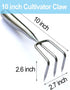 3 Tines Garden Hand Rake 10" Cultivator Claw Small Japanese Gardening Weed Tool Mini Handle Heavy Duty Stainless Steel Ninja Claw for Weeding, Tur...