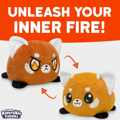 TeeTurtle - The Original Reversible Red Panda Plushie - Orange - Cute Sensory Fidget Stuffed Animals That Show Your Mood 3.5 inch...