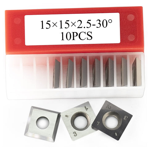15mm Square Carbide Inserts Cutters Knives Blades 15×15×2.5mm-30°for Woodworking Spiral/Helical Planer Cutter Head or Lathe Turning 10pcs...