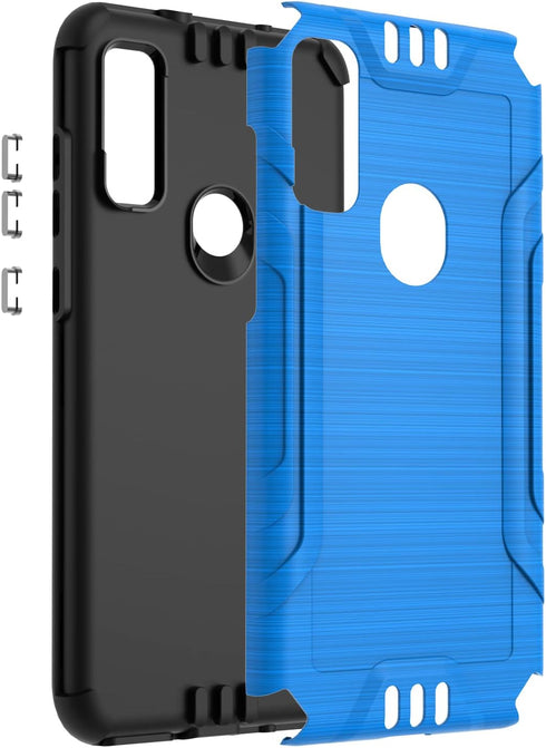 TJS Compatible for AT&T Maestro 3 (U626AA) Case, with Tempered Glass Screen Protector, Magnetic Support Hybrid Shockproof Metallic Brush Finish Ph...