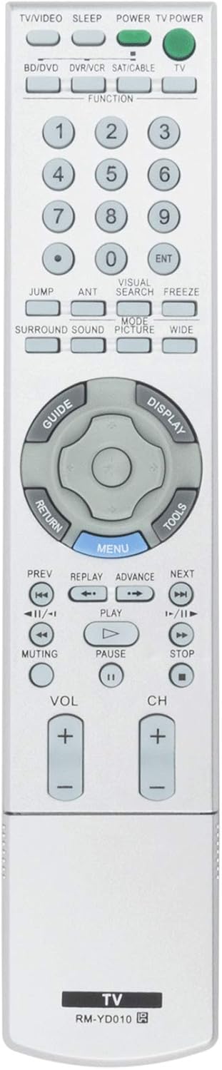 RM-YD010 Replace Remote Control fit for Sony TV KF-50E200A KF-42E200A KDL-40XBR3 KDL-46XBR3 KDF-50E2010 KDF-55E2000 KDF-55E2010 KDS-50A2020 KDS-55...