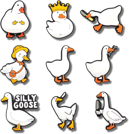 18PCS Silly Goose Shoe Charms, Duck Animal DIY PVC Clog Shoe Charm Accessories Birthday Party Favors Supplies Cute Kawaii Decorations fit Clog Bra...
