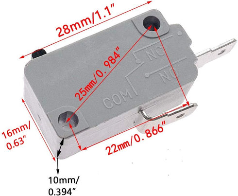 KW3A Microwave Oven Door Switch 16A 125/250V(2 Normally Open+ 1 NONC)...