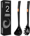 Silicone Pasta Fork and Ladle Spoon Set, Large Non Stick Kitchen Utensils for Cooking,Stirring,One Piece Serving Spaghetti, Soup, Sauce (BLACK)...