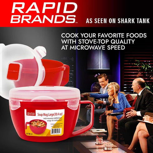 Rapid Soup Mug | Microwaveable Soup & Noodle Cooker | Enjoy Hot Soups Anytime | Ideal for Dorm, Small Kitchen, or Office | Dishwasher-Safe, Microw...