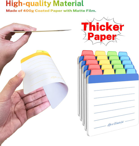 Index Cards Guide Dividers 4x6 inches, the Blank Index Cards Guide, 1/4 Cut Tabbed Note Cards, File and Recipe Guides, 400gsm Paper, Assorted Colo...