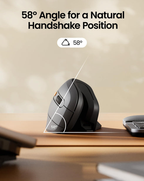 ProtoArc Ergonomic Vertical Mouse, EM11 NL Bluetooth Mouse Wireless, Ergo Mouse with 3 Multi-Device for PC/Notebook/Laptop, USB Rechargeable Mice ...