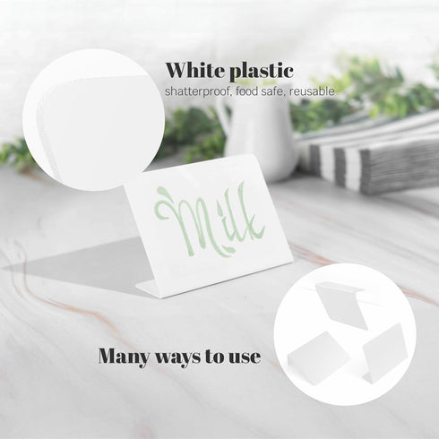 Set of 15 Mini White Chalkboard Signs 3 x 4 inches - Whiteboard Signs Desktop, Food Signs for Party Buffet, Food Display Card, Tabletop Chalkboard...