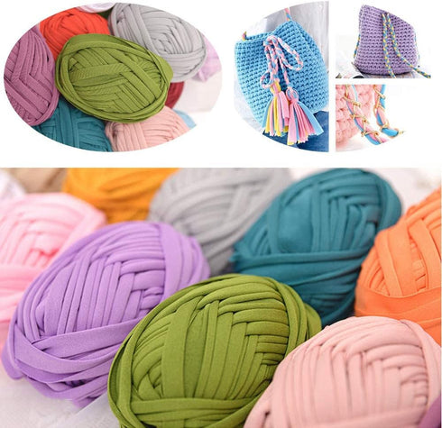T-Shirt Yarn Knitting Yarn Fabric Crochet Cloth for Summer Hand DIY Bag Blanket Cushion Crocheting Projects 100g (#21 Blue)......