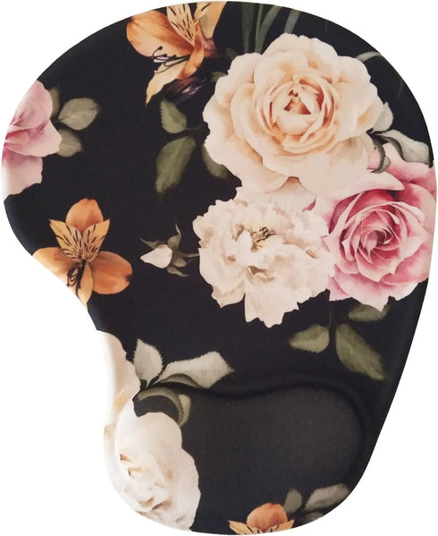 Floral Aesthetic Portable Mouse Pad Computer Sublimation Mouse Pads Small 3D Gel Mouse Pad with Wrist Support Black...