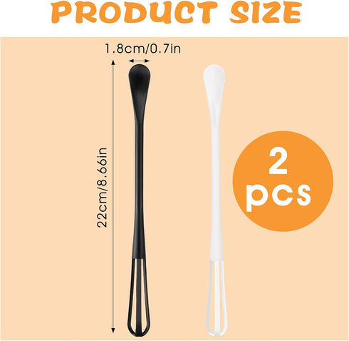 2 in 1 Mini Whisk, 2 Pcs Multifunctional Small Whisk, Tiny Whisk Wisking Tool Small Mixing Balloon Whisk Long Handle Mini Spoon Manual Whisk Tool ...