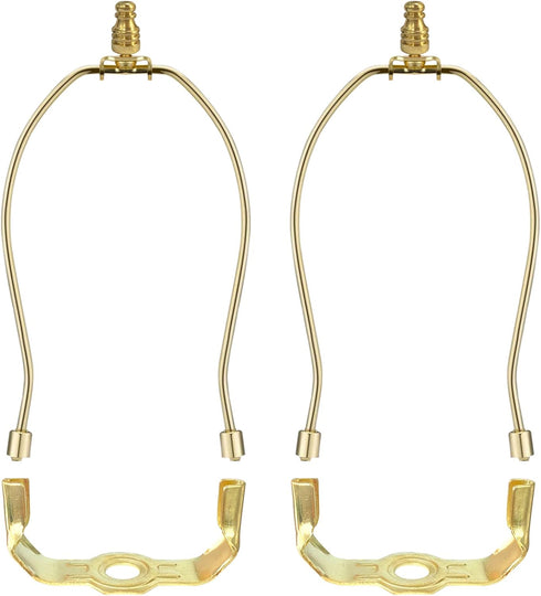 Lamp Shade Harp Holder for Table and Floor Lamps,2 Set Heavy Duty Detachable Lamp Shades Bracket with 3/8 Standard Saddle and Lamp finials (Polish...
