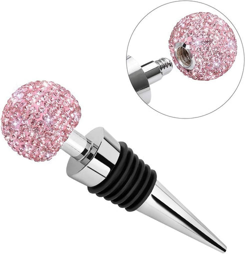 Soleebee Bling Decorative Wine Stoppers,Wine Bottle Stopper with Crystal Rhinestone, Beverage Bottle Stoppers for Gifts, Bar, Holiday Party, Weddi...
