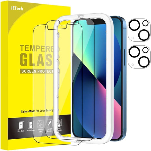 JETech Screen Protector for iPhone 13 6.1-Inch with Camera Lens Protector, Easy-Installation Tool, Tempered Glass Film, 2-Pack Each...