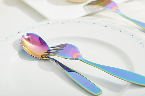 ANNOVA Kids Silverware Children's Safe Flatware Set Stainless Steel - Children Forks And Dinner Spoons, Toddler Utensils, Metal Cutlery Set for Lu...