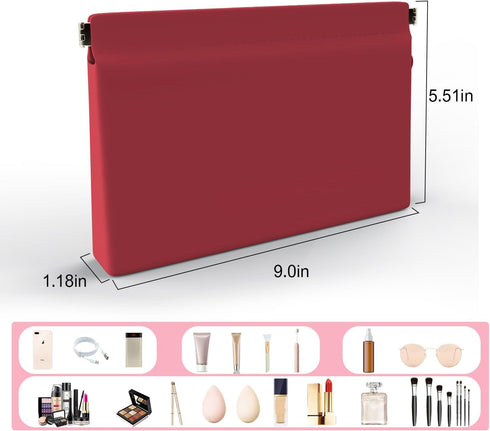 Silicone Cosmetic Bag, Silicone Makeup Bag, Waterproof Zipperless Self-Sealing Portable Travel Cosmetic Bag, Toiletries Bag, for Cosmetics Organiz...