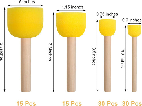 90 Pcs Round Sponges Brush Set, Round Sponge Brushes for Painting, Paint Sponges for Acrylic Painting, Painting Tools for Kids Arts and Crafts (4 ...