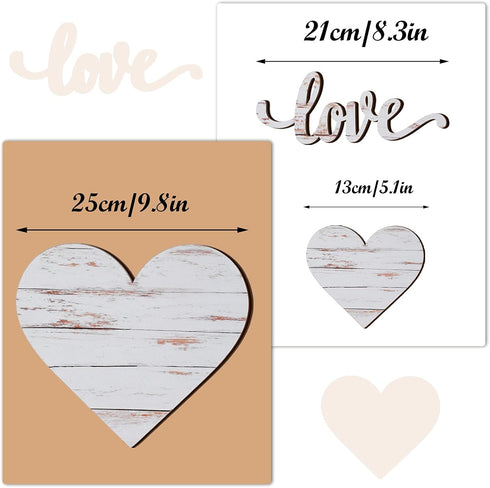 3 Pcs Wooden Hearts Decor Heart Wooden Sign Rustic Hanging Love Plaque for Wall Home Farmhouse Living Room Bedroom Gifts(White)...