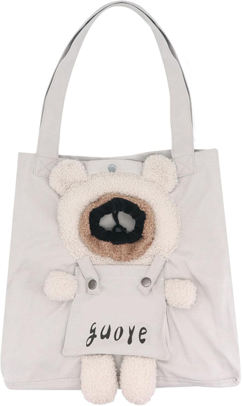 Pet Cat Bag Exposed Head Bear Bag Cats Dogs Comfortable Out Shoulder Bag Large Capacity Adjustable Window Size for Desensitization Training, Veter...