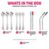 15 Pieces Toddler Kids Utensils Kids Silverware Set Stainless Steel, Safe Baby Utensils 3 Toddler Forks 3 Toddler Spoons 4 Reusable Metal Straws 4...