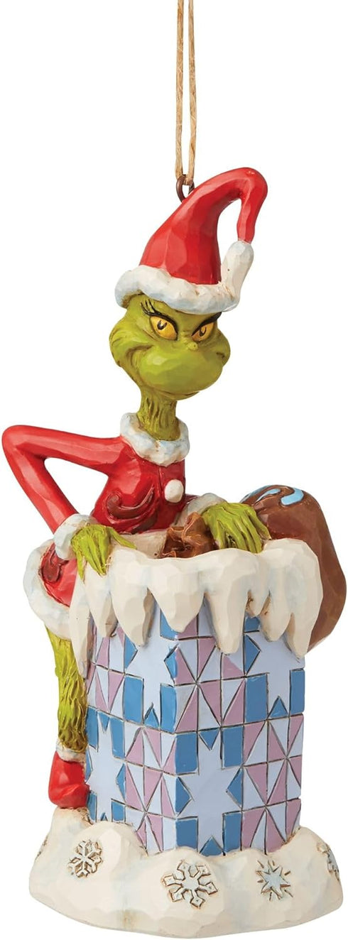 Enesco Jim Shore Dr. Seuss The Grinch in Chimney Hanging Ornament, 5 Inch, Multicolor, Christmas...
