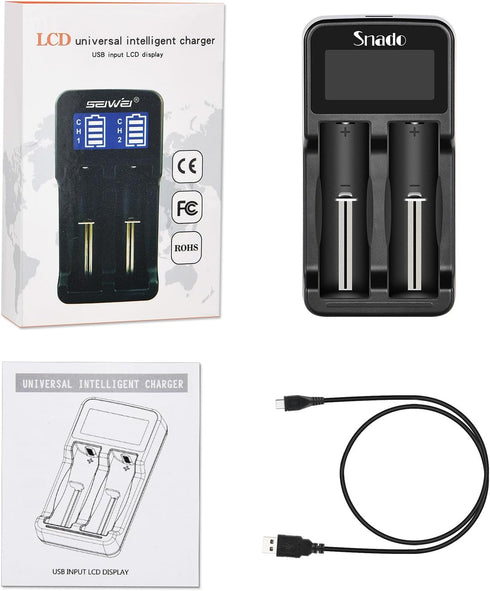 Intelligent Charger, Snado LCD Display Universal Smart Charger for Rechargeable Batteries Li-ion Batteries 18650 18490 18350 17670 17500 16340 145...