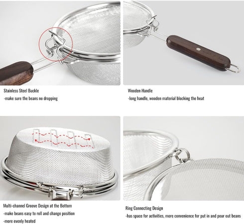 Coffee Roasting Tool Portable Stainless Steel Coffee Roaster Tool for Home Use Handy Coffee Beans Baker Coffee Baking Tool...