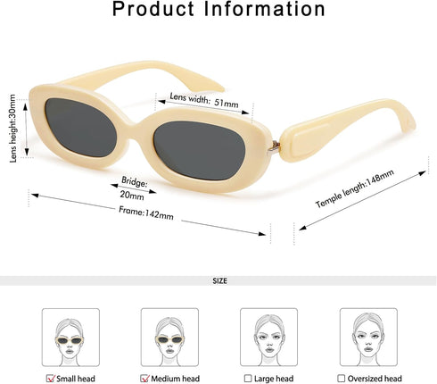 Retro Oval Sunglasses for Women Trendy Sun Glasses Classic Shades 90s Sunnies AP3651 Yellow/Grey...