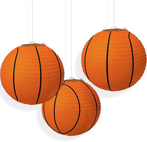 Basketball Hanging Paper Lanterns - 9.5'', 3 Pieces | Party Decor for Team Celebrations...