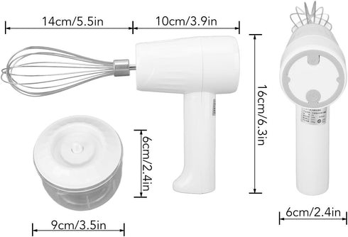 3 Speed Electric Hand Mixer, Portable Whisk Milk Foam Maker, Whisk Beaters, Handheld Electric Mixer with Chopper for Home...