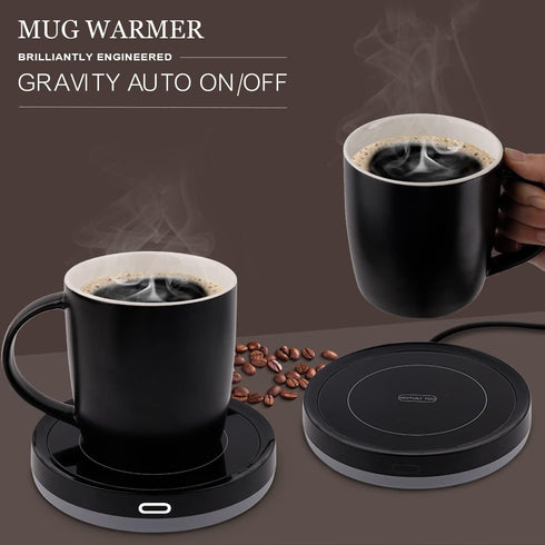 BESTINNKITS Smart Coffee Cup Warmer Set, Auto On/Off Gravity-induction Mug Office Desk Use, Candle Wax Cup Warmer Heating Plate (Up To 131F/55C), ...