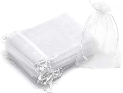 100Pcs Organza Bags 3x4 inches White, Small Mesh Jewelry Gift Bags Drawstring Wedding Favor Bags Christmas Party Candy Pouches...