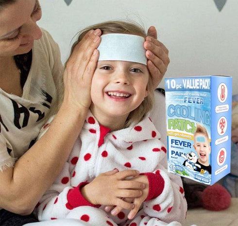 HI FINE CARE 10 Sheets Cooling Patches for Fever Discomfort, Pain Relief, Cooling Relief Fever Reducer, Kids Cool Pads Soothe Headache Pain, Pack ...