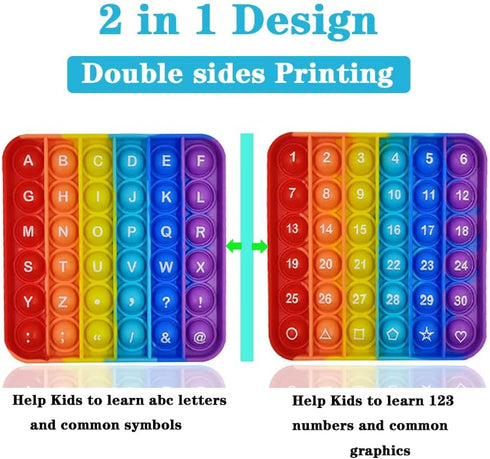2 in 1 Fidget Toys, ABC Learning and Educational Toys, Poppers Fidget Toys,AK-SHIP Stress Relief, Autism Sensory Toys [26 Letters on One Side | Nu...