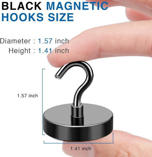 LOVIMAG Black Magnetic Hooks, 150LBS Magnet Hooks for Hanging Heavy Duty, Magnetic Hooks Cruise for Home Improvement Must Haves,Toolbox, Kitchen, ...