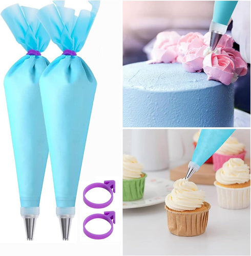 30-Piece Set Plant Twist Ties for Icing Bag and Silicone Decoration Bag - Cake Decorating Supplies for Cookies and Pastry (10 Light Purple, 10 Blu...