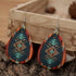 Western Cowboy Earrings Set Boho Aztec Pattern Leather Earrings for Women Boho Vintage Handmade Bohemian Turquoise Jewelry Cow Print Leather Teard...