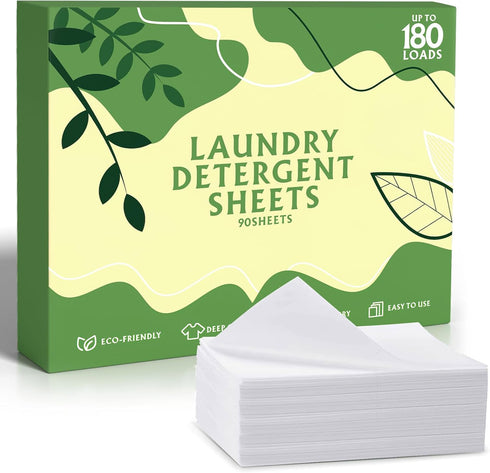 Laundry Detergent Sheets,90 Sheets (up to 180 loads) Eco Friendly Laundry Soap Sheets,Travel Laundry Detergent, No Plastic Jug,New Liquid-Less Tec...