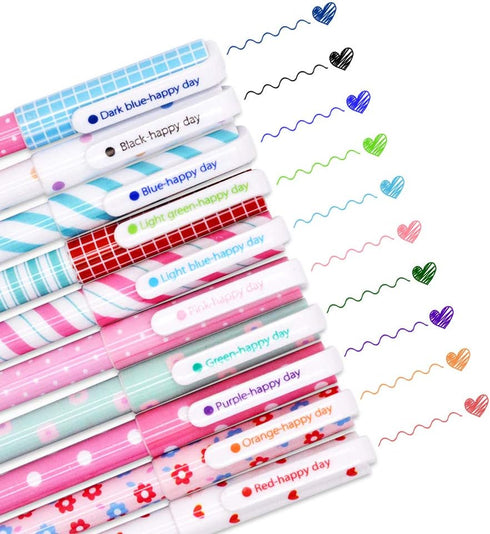 SITAKE 10 Pcs Cute Pens Kawaii Pens Fun Pens, 0.38mm colorful Writing Gel Ballpoint Pens, Korean Japanese Stationery School Supplies for Teen Girl...