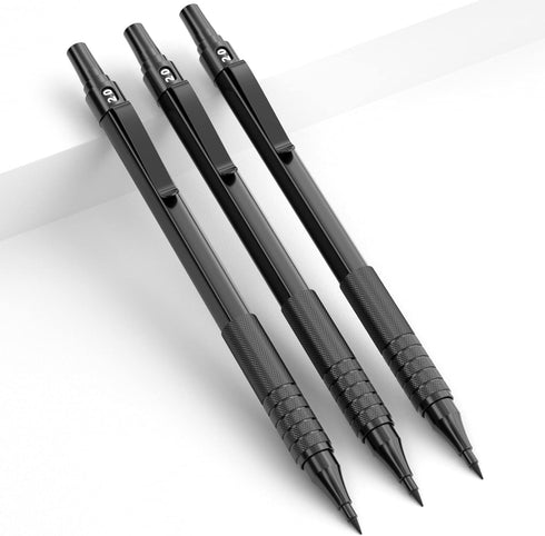 Nicpro Black Metal 2.0 Mechanical Pencil Set with Case, 3 PCS Drafting Lead Holder with 2mm Graphite Lead Refill (HB 2H 4H 2B 4B) & Colors, Sharpe...