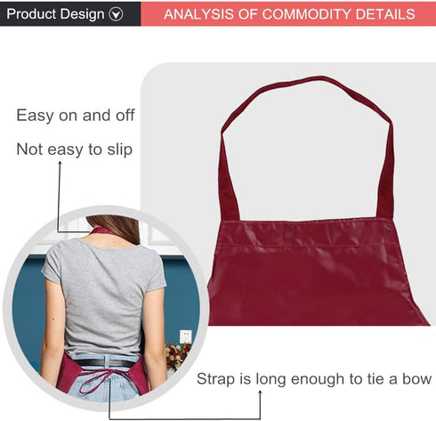 PU Kitchen Oil and Waterproof Aprons for Women with Pocket for Cooking Washing...
