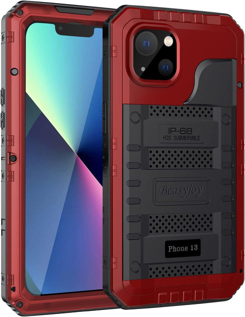 Beasyjoy for iPhone 13 Case Waterproof, Metal Phone Case with Built-in Screen Protector, Heavy Duty Full Body Protective Military Grade Shockproof...