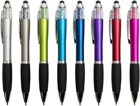 Stylus Pens for Touch Screens, Ballpoint Pens Black Medium Point with Crystals for Women and Kids Black Ink Pen with Stylus Pen for iPad with Comf...