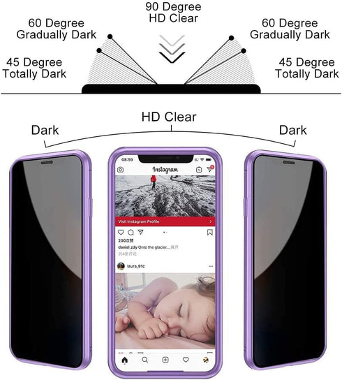 Privacy Magnetic Case for iPhone 13, SCQRICY Anti peep Magnetic Adsorption Cover, Front & Back Tempered Glass 360 Full Screen Covered, Privacy Scr...
