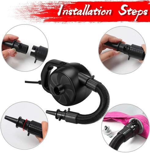 BUYMAX Electric Air Pump High Power Air Pump Inflator & Deflator Valve with 5 Nozzles for Air Mattress, Swimming Rings, Airbeds, Rafts, Inflatable...