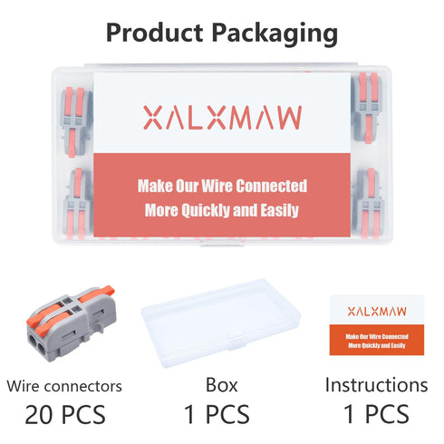 20Pcs Lever Wire Connectors, 1 in 2 Out DIY Mini Splicing Compact Splitter Docking Terminal Block Electrical Connectors, 24-12 AWG...